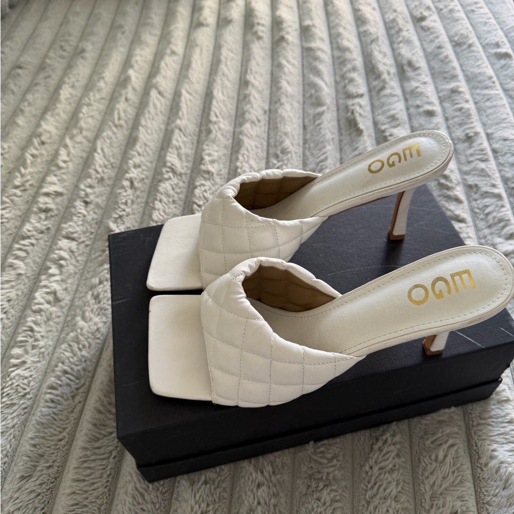 EGO White Quilted Heeled Sandals